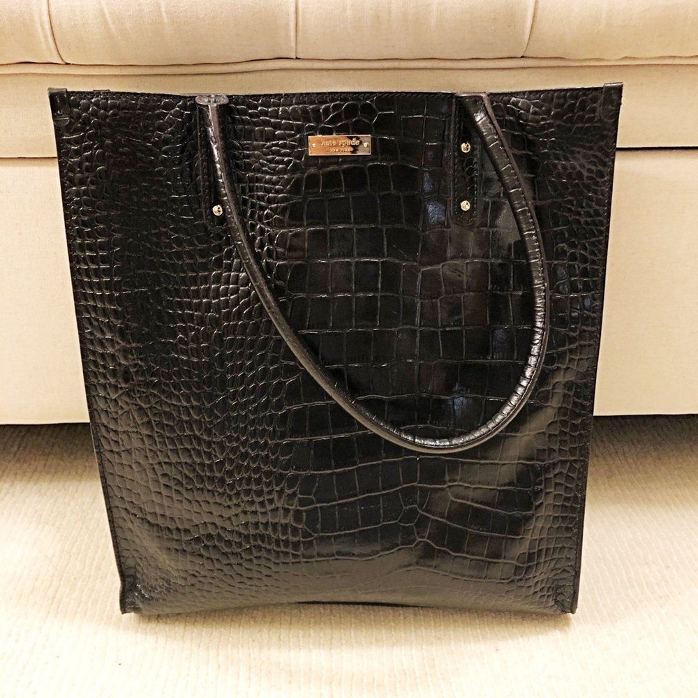 Kate Spade Black Leather (Croc) Tote